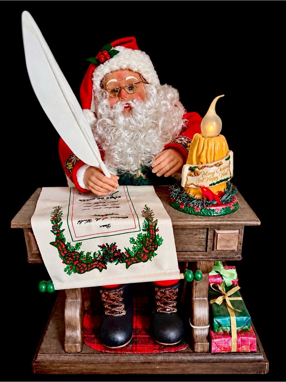 Holiday Living Animated Writing Santa Musical Lighted Candle w/ Box #33961
